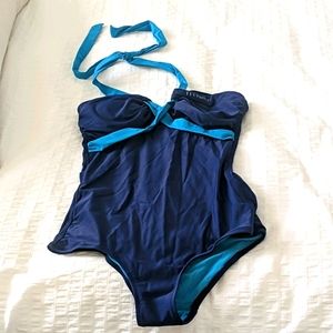 Navy two tone one piece